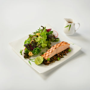 Grilled Salmon, Lentils and Edamame