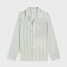 Load image into Gallery viewer, Mandarin Oriental x Sporty &amp; Rich 150th Anniversary Capsule Collection  Pyjama Shirt – Celadon Green Stripe / White