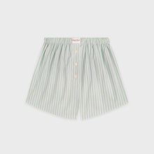 Load image into Gallery viewer, Mandarin Oriental x Sporty &amp; Rich 150th Anniversary Capsule Collection  Boxer – Celadon Green Stripe / White