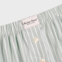 Load image into Gallery viewer, Mandarin Oriental x Sporty &amp; Rich 150th Anniversary Capsule Collection  Boxer – Celadon Green Stripe / White