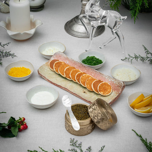 Caviar Perseus N 2 Superior Oscietra with Condiments and Blinis (30g) Served in 150th Anniversary Limited Edition Golden Container